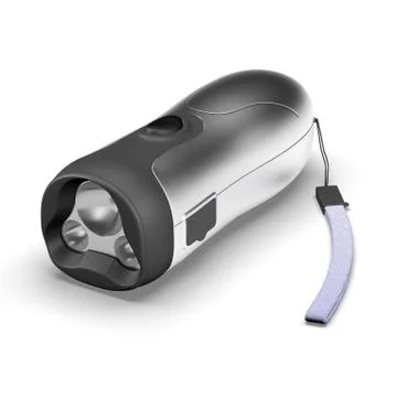 Portable flashlight on white 3d illustration render Stock Illustration