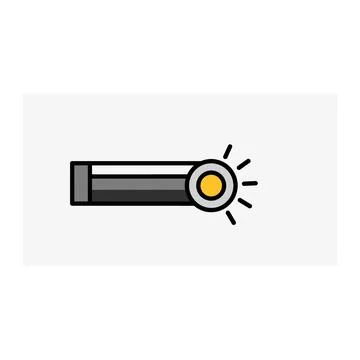 Portable flashlight with yellow light beam illustration Stock Illustration