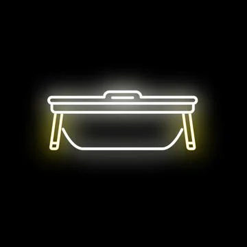 Portable folding camping table neon glowing outline 스톡 일러스트