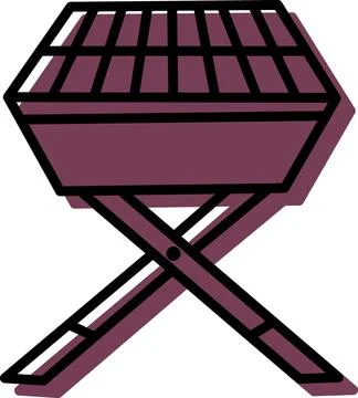 Portable folding grill flat design icon Stock Illustration