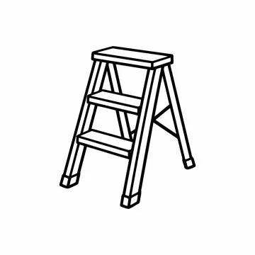 Portable Folding Step Ladder Line Icon Vector Stock Illustration