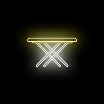 Portable folding table neon glowing line art icon Stock Illustration