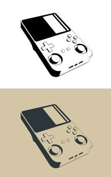 Portable game console for retro gaming illustrations Stock Illustration