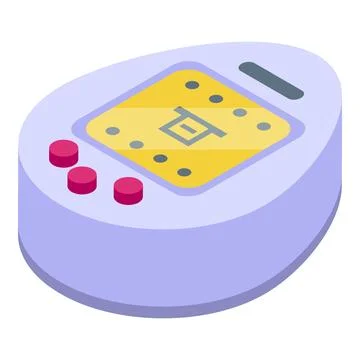 Portable game console showing loading screen with buttons and display isome.. Illustrazione stock