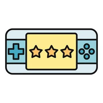 Portable game console showing three stars achievement Ilustración de archivo