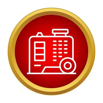 Portable generator providing backup power in a red circular icon Illustrazione stock