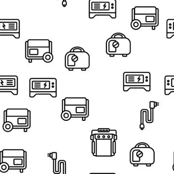 Portable Generator Vector Seamless Pattern イラスト素材