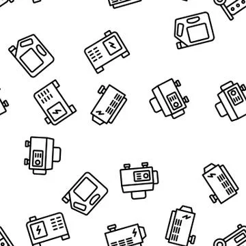 Portable Generator Vector Seamless Pattern 스톡 일러스트