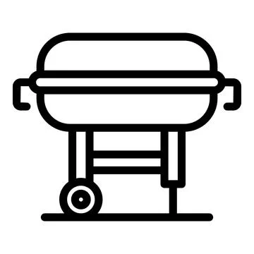 Portable grill icon outline vector. Party steak Stock Illustration