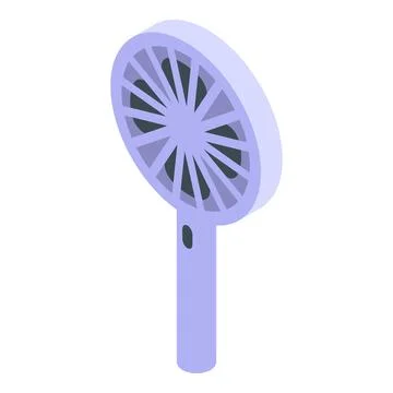 Portable handheld fan generating cooling breeze, isometric projection Illustrazione stock