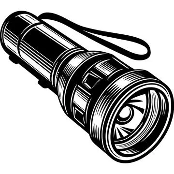 Portable Handheld Flashlight Vector Icon Stock Illustration
