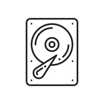 Portable hdd harddrive disk isolated linear icon Stock Illustration