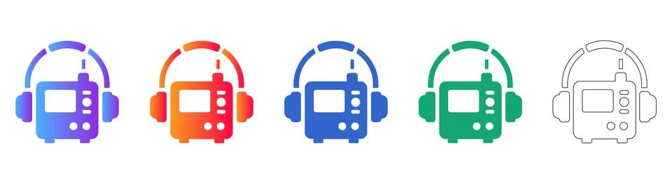 Portable Hearing Aid Device Icon Set Stock Illustration