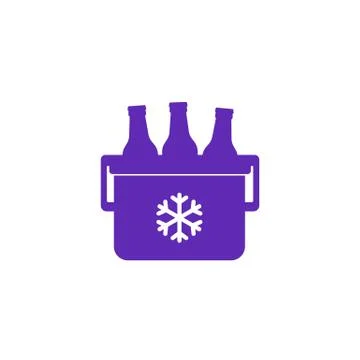 Portable ice cooler with soda vector icon on white Stock Illustration