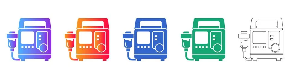 Portable Infusion Pump Vector Icon Pack Stock Illustration