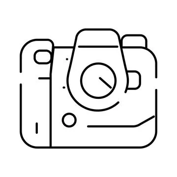 Portable instant camera simple line art icon 스톡 일러스트