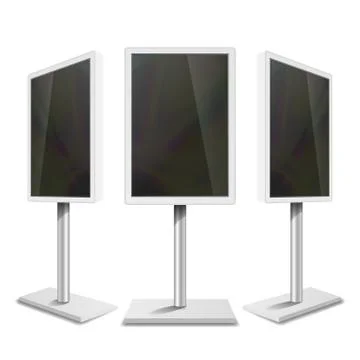 Portable Interactive Digital Signage. White Clean Empty Digital Display Illustrazione stock