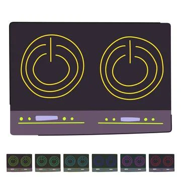 Portable introduction cooktop vector cartoon graphic Stock Illustration