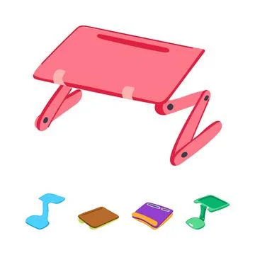 Portable lap desk set vector isometric illustration Stock Illustration
