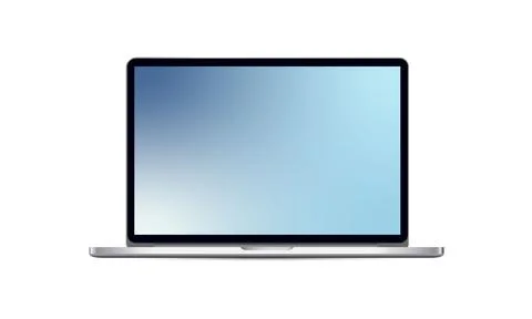 A portable laptop mockup. Notebook front view on white background. Vector i.. Stock Illustration