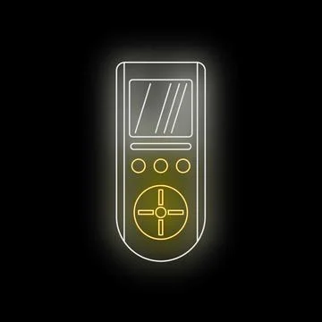 Portable laser rangefinder measuring device neon icon Stock Illustration