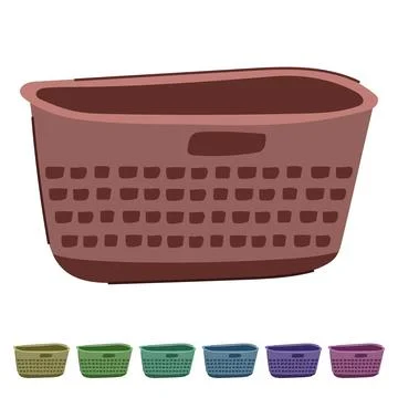 Portable laundry basket plastic vector cartoon graphic Stock Illustration