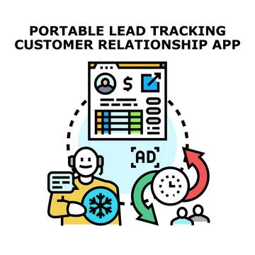 Portable lead tracking customer relationship application concept Stock Illustration