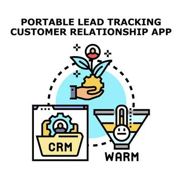 Portable lead tracking customer relationship app concept Stock Illustration