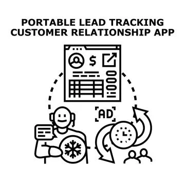 Portable lead tracking customer relationship application concept Illustration