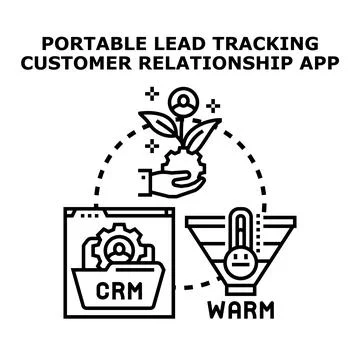 Portable lead tracking customer relationship app concept Ilustración de archivo