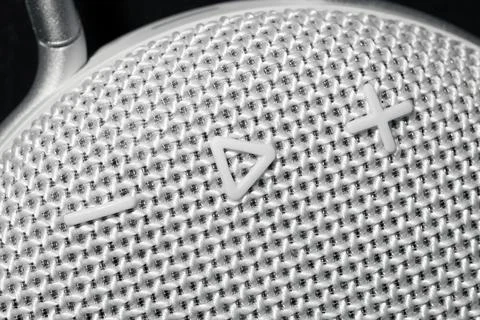 Portable load speaker dynamic interface control physics buttons macro photogr Foto stock