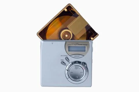 Portable mini CD player. isolated on white background Stock Photos