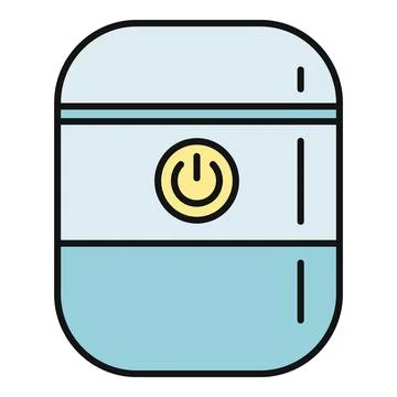Portable mini fridge with power button icon Stock Illustration
