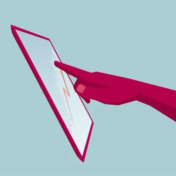 Portable mobile device, finger touch tablet. Illustrazione stock