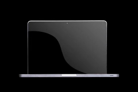 Portable modern silver computer on a black background. Stock Illustration