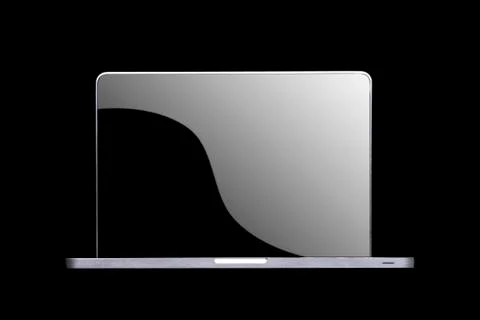 Portable modern silver computer on a black background. Stock Illustration