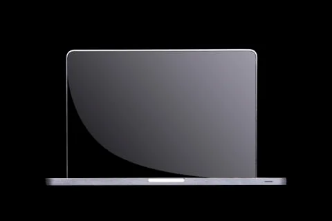 Portable modern silver computer on a black background. Stock Illustration