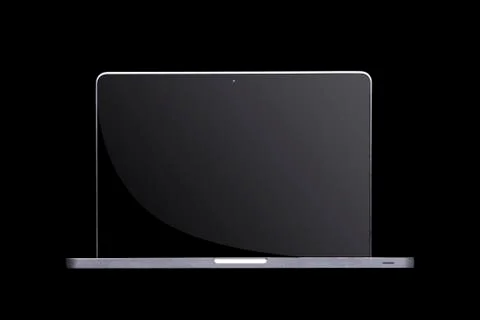 Portable modern silver computer on a black background. Stock Illustration