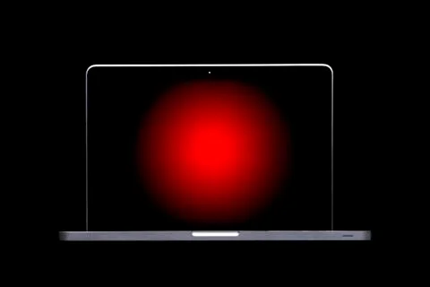 Portable modern silver computer on a black background. Stock Illustration