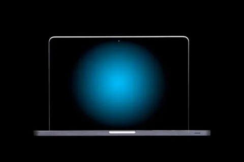 Portable modern silver computer on a black background. Stock Illustration