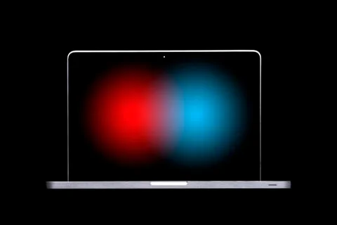 Portable modern silver computer on a black background. Stock Illustration