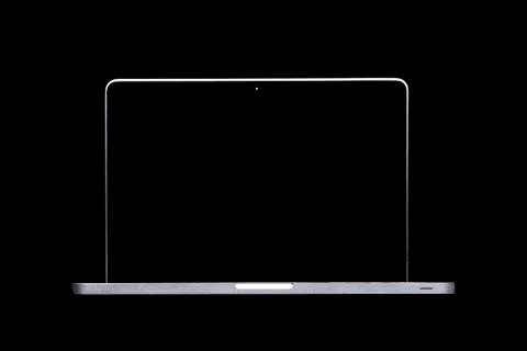 Portable modern silver computer on a black background. Stock Illustration