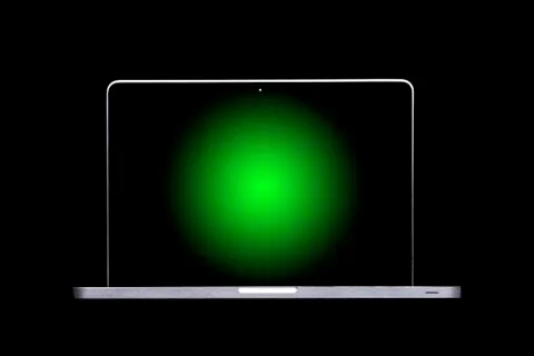 Portable modern silver computer on a black background. Stock Illustration