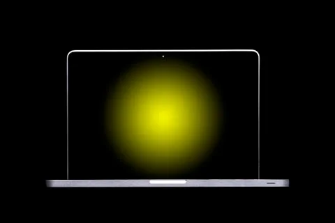 Portable modern silver computer on a black background. Stock Illustration