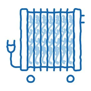 Portable Oil Radiator Heating System doodle icon hand drawn illustration Illustrazione stock