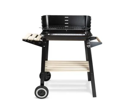 Portable opened barbecue grill isolated on a white background. Stock Photos