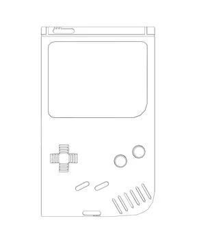 A portable outline game console in vector on a white background. Vector Stock Illustration