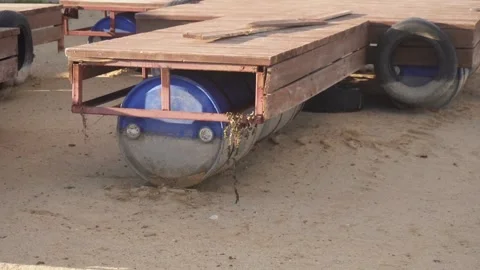 Portable pier on sand Stock Footage 318452334