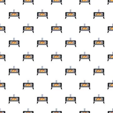Portable pizza oven seamless pattern for cooking fire Stock Illustration
