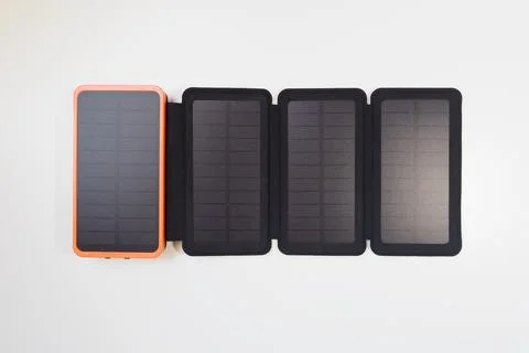 Portable power battery with solar panel. Stock Illustration
